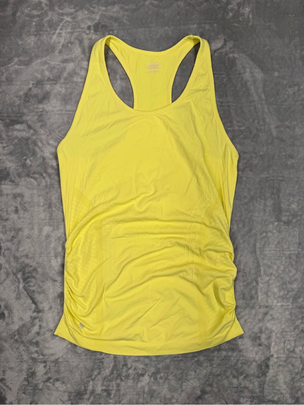 Athleta Yellow Racerback Tank Top With Ruched Sides & Rubber Hem